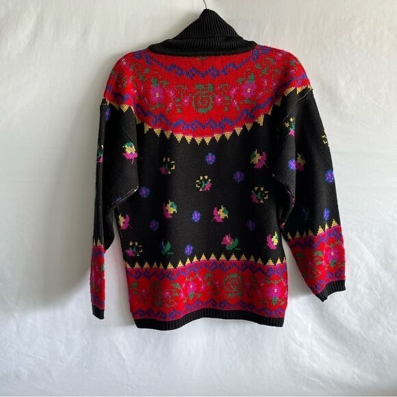 IVY Women's Vintage Style Floral Turtle Neck Knit Sweater - Picture 7 of 8